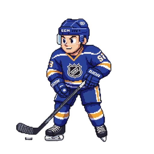 a low res 16 bit hockey player pixelated sprite that looks like a nhl 94 skater for the sega genesis 16 bit