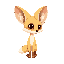 cute fennec fox, idle pose, side scroller,  game-ready, big eyes, big head, small body