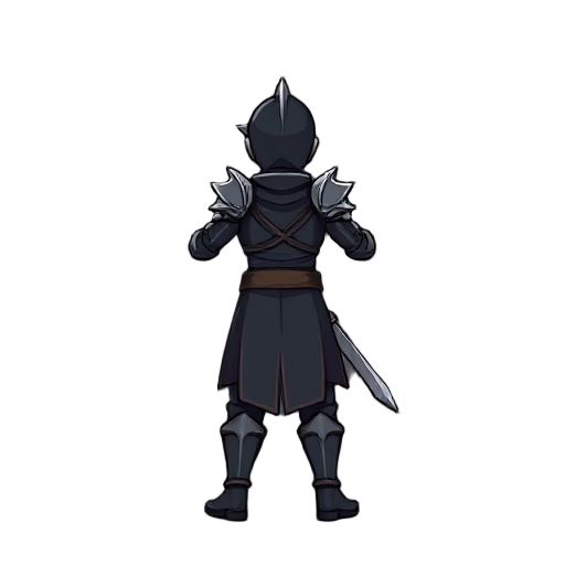 back dark fantasy knight fighting