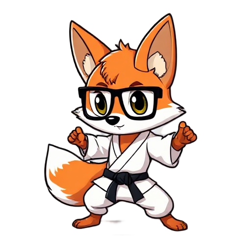 make sprite of a fox with glasses and karate skills