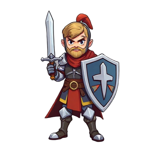 fantasy knight warrior, holding a sword and shield