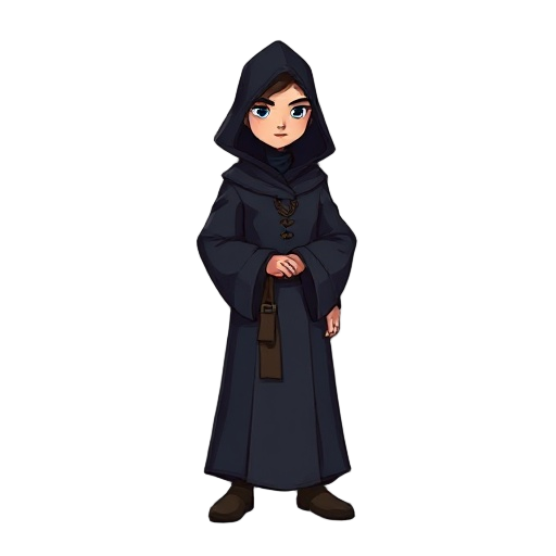 mage apprentice in long dark robe