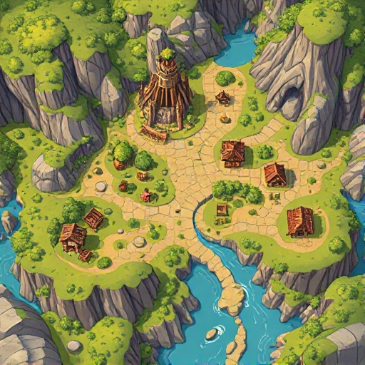 mapa de rpg fantasia com várias áreas conectadas: pântano sombrio