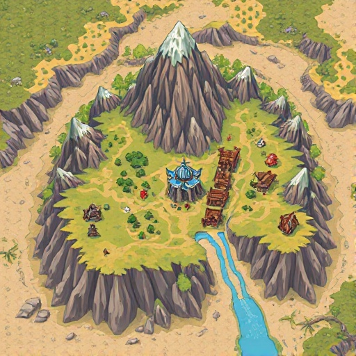 mapa de rpg fantasia com várias áreas conectadas: montanha dos wyverns