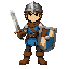 infantry with sword and minecraft shield.