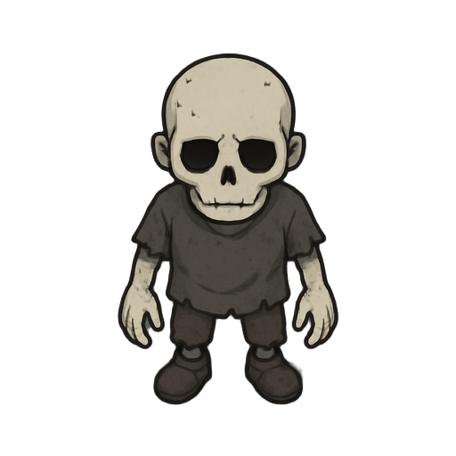 um boneco pálido e morto nas cores, as cores dele são totalmente mortas e sem vida
