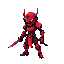 create a cyberpunk red robot spirit with a sword to put in my 2d game.