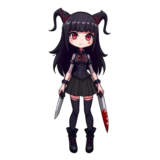 bloody goth girt with knife