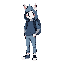 um garoto com uma mochila, que usa moletom azul, com uma camisa preta por baixo, e uma calça jeans com um tenis branco, ele deve ser loiro, com o cabelo longo, o estilo grafico deve ser pareçido com o estilo grafico do personagem oswald do jogo fnaf into 