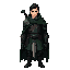 ultra hd illustration, full-body front orthographic. dark fairytale huntsman (snow white), attractive, athletic, handsome. charcoal armor, forest-green cloak, thorny vine shoulder mantle. dark brown eyes.