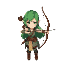 green hair, woman archer