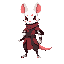 quero um personagem que vai ser uma raposa albino com uns tons vermelhos e eva vai usar uma roupra preta com uma espada nas costas como um ninja, quero a pose dela parada oque seria de lado né