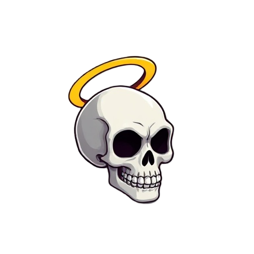 make a skull whit a halo up his head, the skull is turn on side