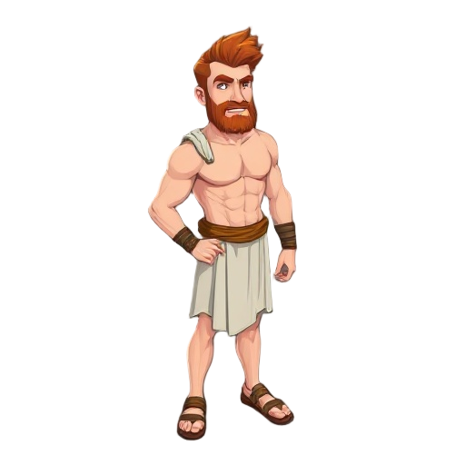 male character, athletic build, greek, redhead, sem barba