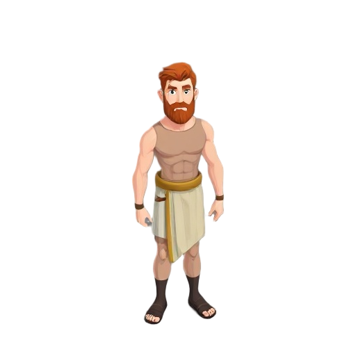 male character, athletic build, greek, redhead, no beard