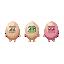 3 ovos estilo tamagotchi, um masculino, um feminino e um unissex