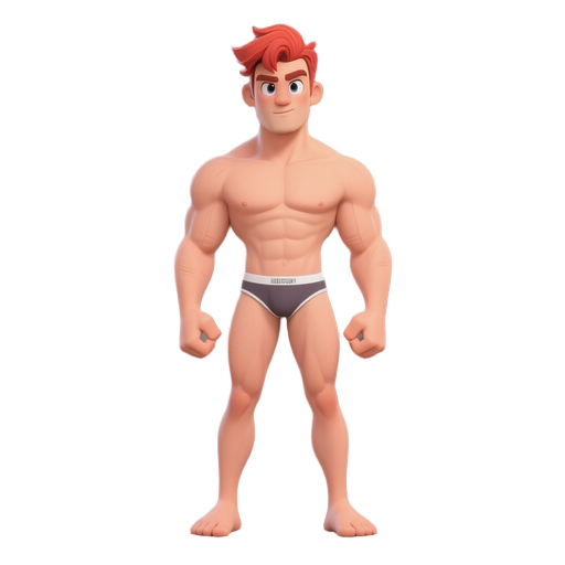 male character, athletic build, redhead, shirtless, just in my underwear