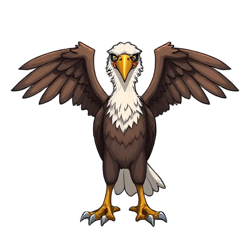 bald eagle enemy, large wings, sharp beak, fantasy rpg creature