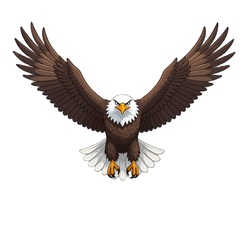 bald eagle enemy, large wings, sharp beak, fantasy rpg creature, mountain environment, flying pose, top-down or side-view, no background