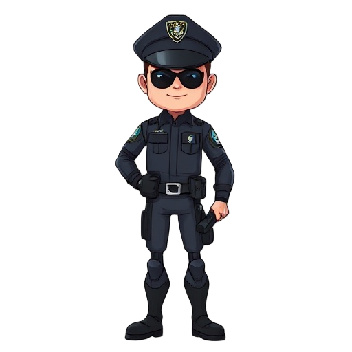 i need a futuristic police officer with a baton in his hand, and the uniform should look futuristic