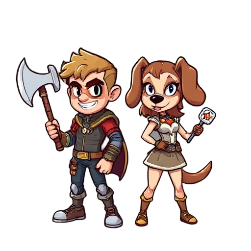 crie um jogo em c# parecido com golden axe, porem são 2 protaginistas no homem quero um com poderes de tecnlogia pois ele trabalha com ti, e na moça protagonista quero ela com poderes de chamar animais cada um tem 2 golpes o homem atira cabos de rede enqu
