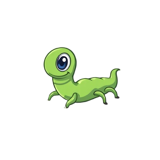a 4-legged, one-eyed, light green worm