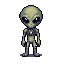 an 8-bit stylised alien sprite for sprite atlas, inspired by sectorid from classic ufo game (x-com), the idle pose, looking in south direction.