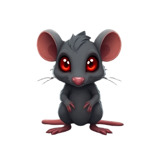 create a plague rat, small gray rat with matted fur and glowing red eyes.