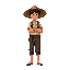 character:  young poor brazilian man, early 18th century  rural background, humble appearance  simple straw hat  worn light shirt  simple dark pants  barefoot or simple sandals  no weapons, no armor