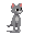a gray cat, but it has to be standing looking to the right. 