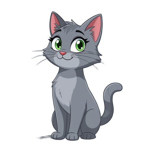 cat standing looking to the  right gray color 