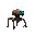 a weak scavenger robot in a far-future post-civilization world. non-humanoid, non-bipedal body built around a low, compact chassis. moves on treads, multiple spindly legs, or uneven mechanical supports. asymmetrical silhouette made from mismatched salvage