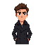 handsome man in his thirties, charismatic and confident. he has brown hair with subtle reddish tones, slightly tousled, sharp gray eyes with an intense gaze, and a subtle half-smile that suggests mystery. he wears a dark trench coat (gabardina oscura) tha
