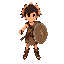 native warrior boy with blade and shield