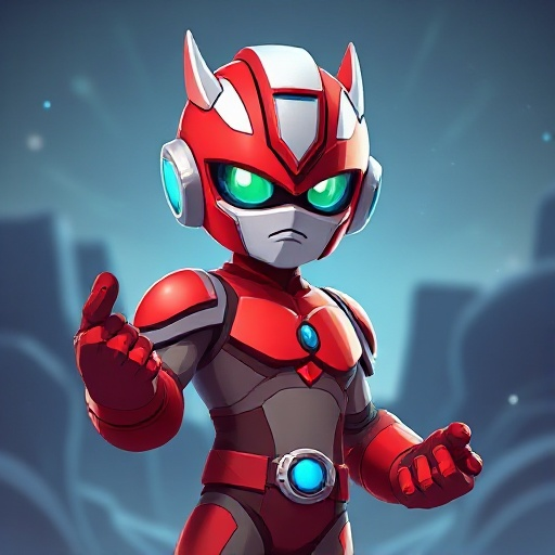 red color human android like the megaman