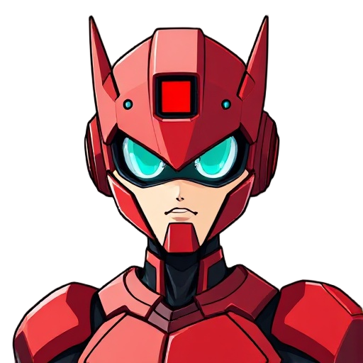 red color human android like the megamanx [zero]