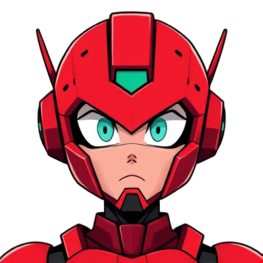 red color human android like the megaman zero