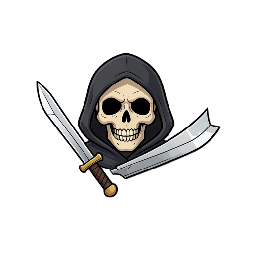 crie uma caveira com capuz e com uma espada