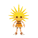 crie um outfit de deus do sol com uma aura de sol atras da cabeça 