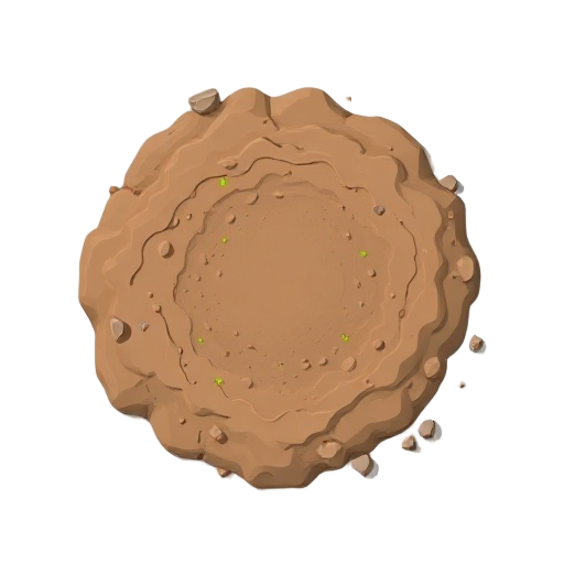 a tile of dirt topdown view in 3d cartoon