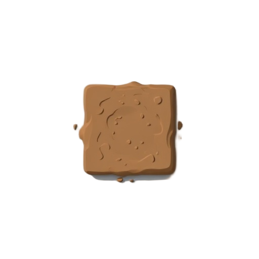 a square tile of dirt topdown view in 3d cartoon