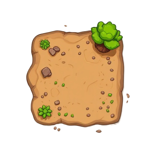a tile of dirt cartoon style like mapple story game