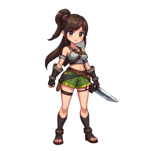 a female warrior wearing short clothes
