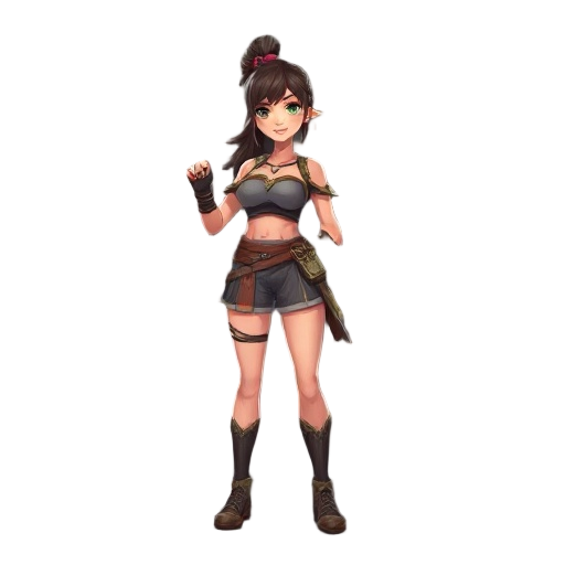 a female adult warrior wearing short clothes