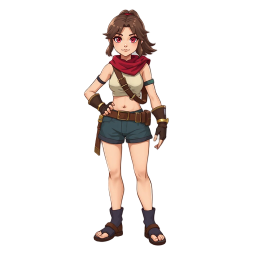 a female adult warrior wearing short clothes