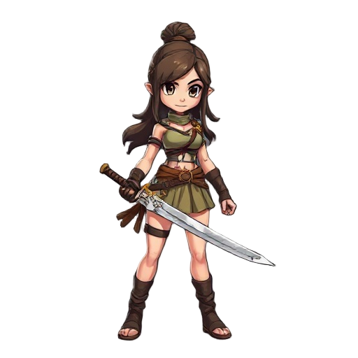warrior female wearing short clothes with a sword