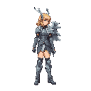 valkyrie profile style 2d jrpg character, side view, muted colors, fantasy armor, ps1-era sprite reference
