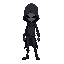 personagem, melancolico, solitario e com estilo dark, se movendo para a direita e esquerda.