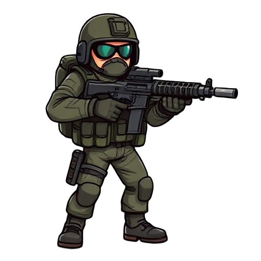 commando with machine gun