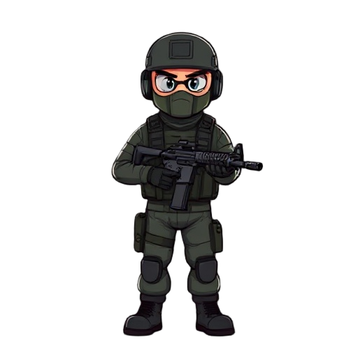 commando with machine gun